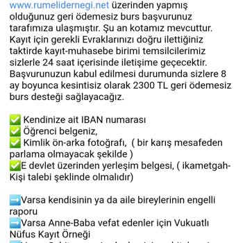 Burs Vaadiyle Dolandırıcılık Rumelidernegi.net Burs Başvurusu