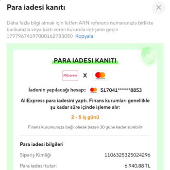 Aliexpress İptal Edilen Siparişim Parasını Geri Yatırmıyor