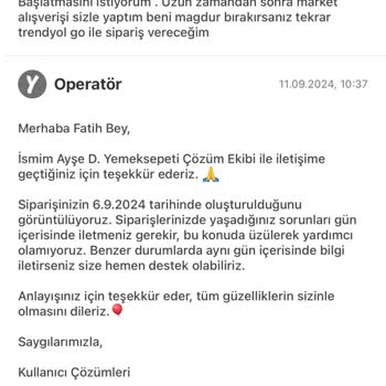 Yemek Sepeti Mahalle Öğütler Gıda Kötü Ürün İade Kabul Etmiyor