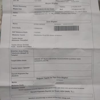 Teknosa Servise Verilen Ürünün Tamir Edilmeme Sorunu