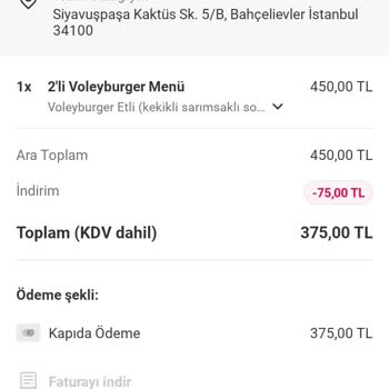 Yemeksepeti İki Kattan Fazla Param Alındı