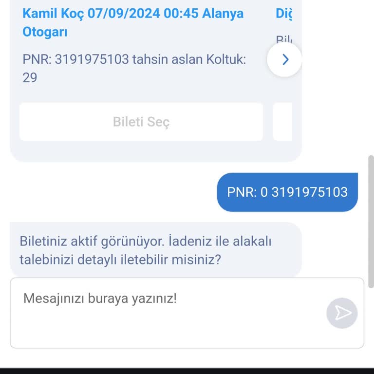 Kamil Koç Bilet İadesi / Obilet Şikayet