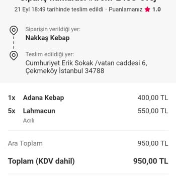 Yemeksepeti Nakkaş Kebap Sipariş Sonrası Dişim Kırıldı