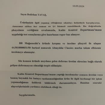 Altınyıldız Takım Hatalı Ürün