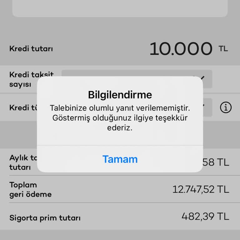 Akbank Kredi Başvurusu Olumsuz Yanıt