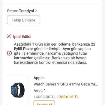 Trendyol Sipariş İptali Ve Ücret İadesi