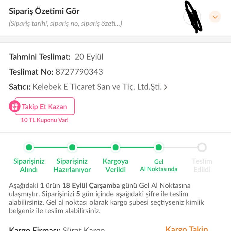 Trendyol Gel Al Noktası Kod Gelmeme Sorunu