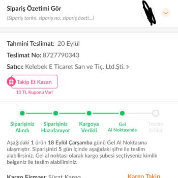 Sürat Kargo Gel Al Noktası 6 Haneli Kod Atmama Sorunu