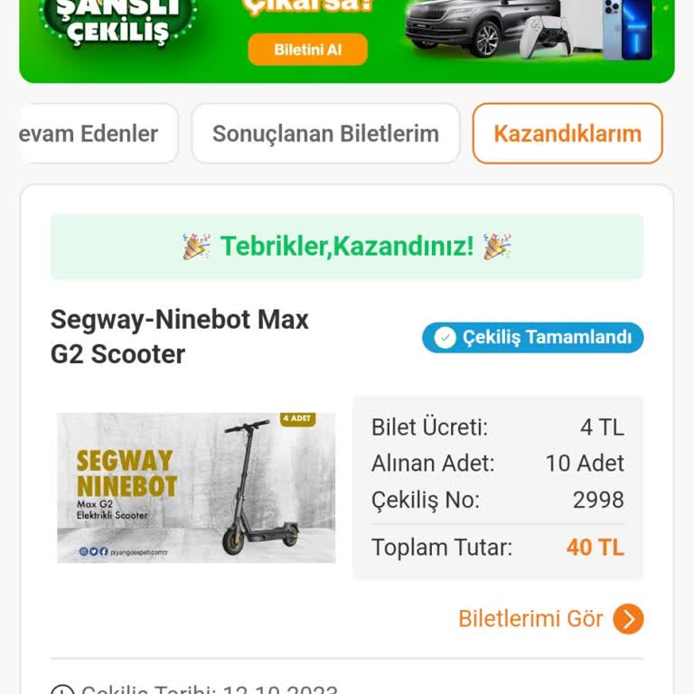 Piyango Sepeti Çekilişinde Kazandığım Scooter'ın Sorunsuz Teslimatı
