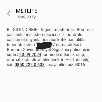 Metlife Rızam Dışında Otomatik Yenileme