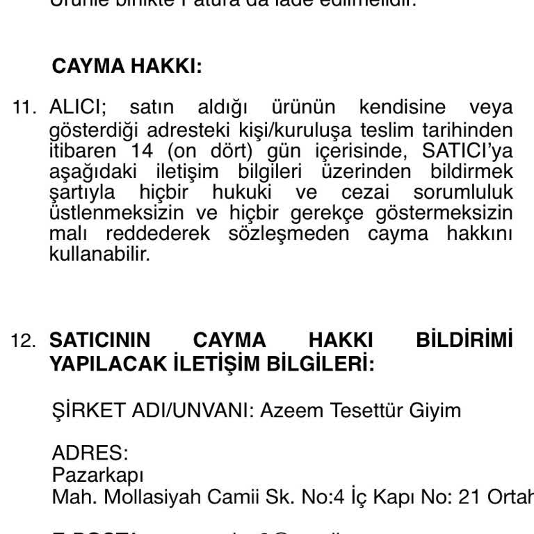 Azeem Prive Azeem Tesettür Şikayet