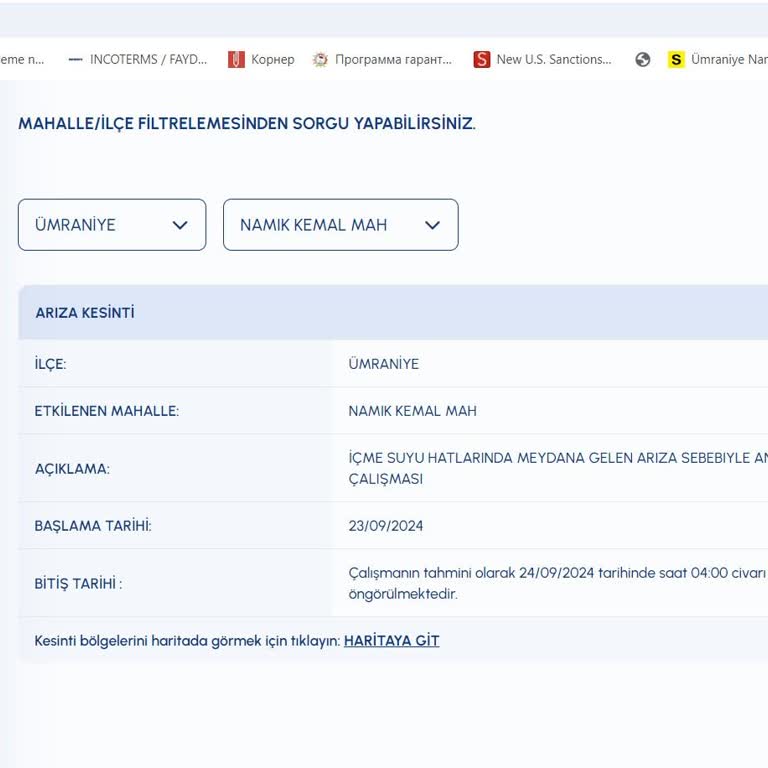 İSKİ 19-20 Saatlik Su Kesintisi