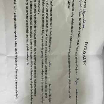 Eyyo Firma Ve İade Şikayet