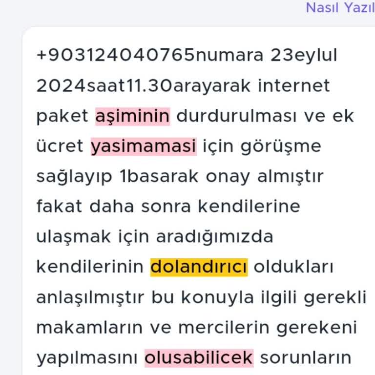 0312 404 07 63 Yanlış Tuşlama Sonrası İstenmeyen İşlem Endişesi