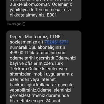 Türk Telekom Yanlış Gelen Mesajlar