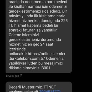 Türk Telekom Yanlış Gelen Mesajlar