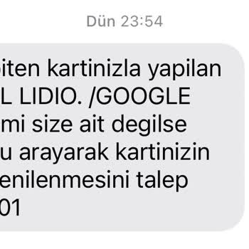Lidio Ödeme Hizmetleri Kartımdan İzinsiz 1549.99 TL Çekildi