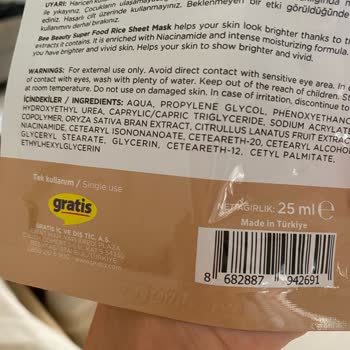 Gratis Bee Beauty Pirinç Özlü Maske