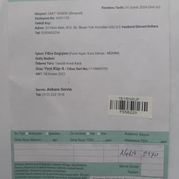 Waterbox Kalitesiz Malzemeden Dolayı Cihazdan Su Alınamaması