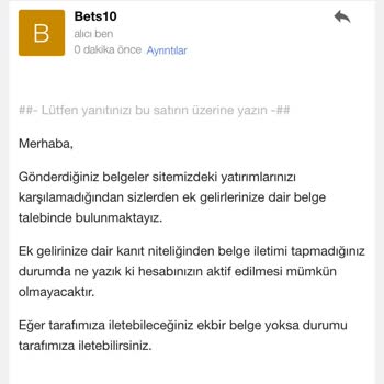 Bets10 Hesap Doğrulama Belge Talebi