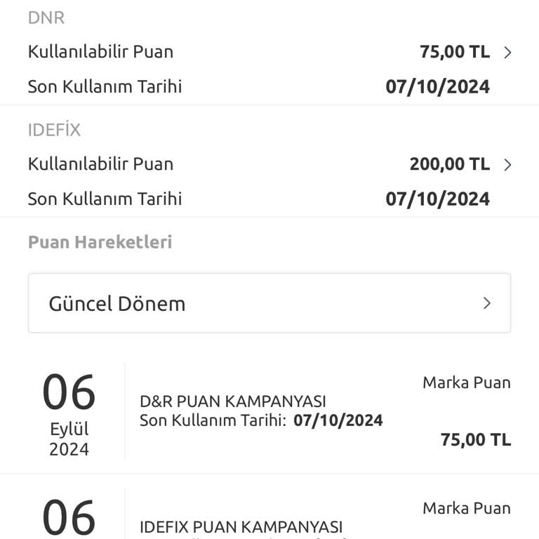 D&R Ve İdefix Puan Kullanımı
