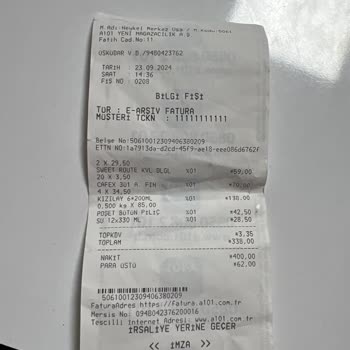 A101 2 Poşete 42.5 TL Aldırlar