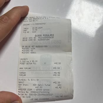 A101 2 Poşete 42.5 TL Aldırlar