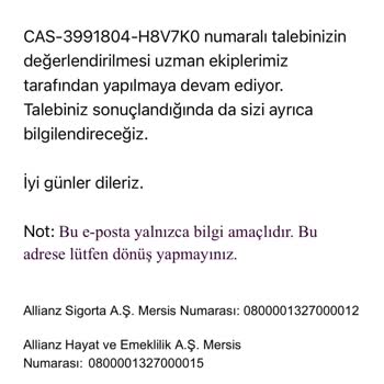 Allianz Hayat ve Emeklilik Tamamlayıcı Sağlık Sigortası Ameliyat