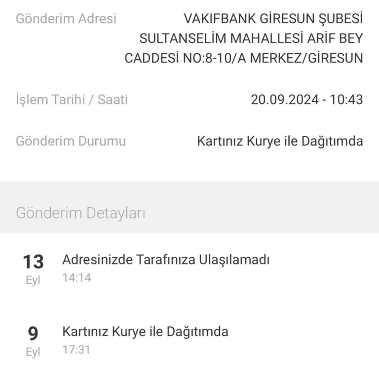 Kuryenet VakıfBank Kredi Kartı Teslimatında Büyük Gecikme Ve İletişim Sorunları