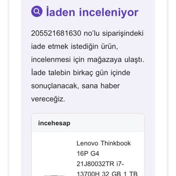 N11 İncehesap İade Veya Değişim Yapmayıp Sesiz Kalıyor