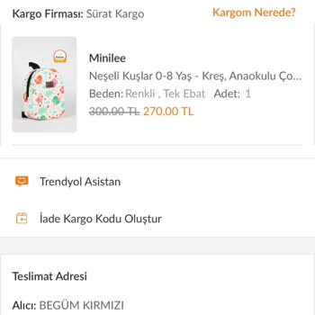 Trendyol Ve Sürat Kargo Arasında Kaybolan Kreş Çantası