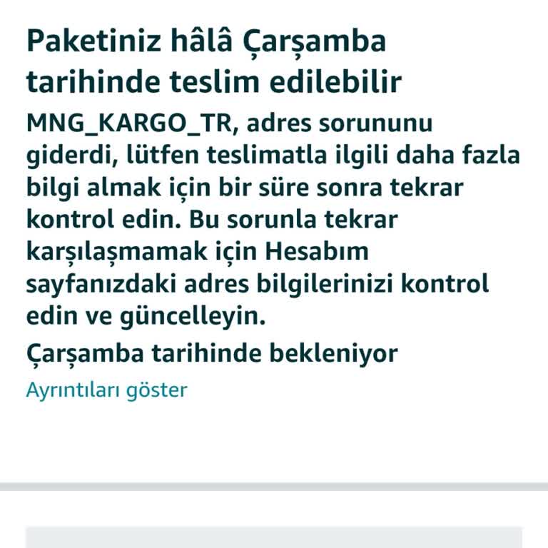 MNG Kargo Adres Bahanesi İle Ürünümü Zamanında Teslim Etmedi.