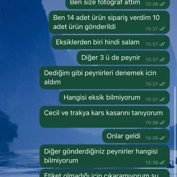 Faruk Gıda Eksik Ürün Gönderildi