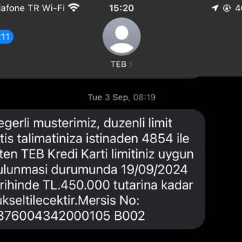 TEB Kredi Kartı Yalan Yanlış Yönlendirme Sonrası Olumsuz Sonuç