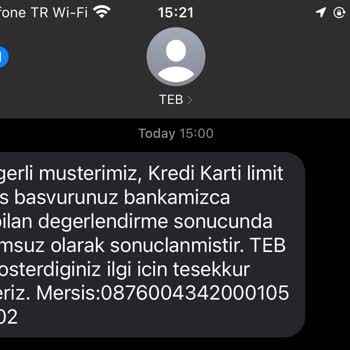 TEB Kredi Kartı Yalan Yanlış Yönlendirme Sonrası Olumsuz Sonuç