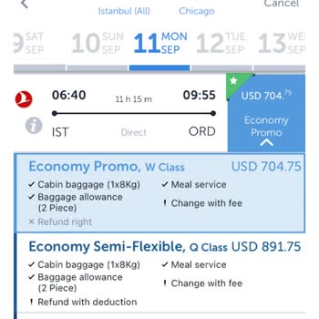 Cambio de boleto flexible de Turkish Airlines con sobrecargo