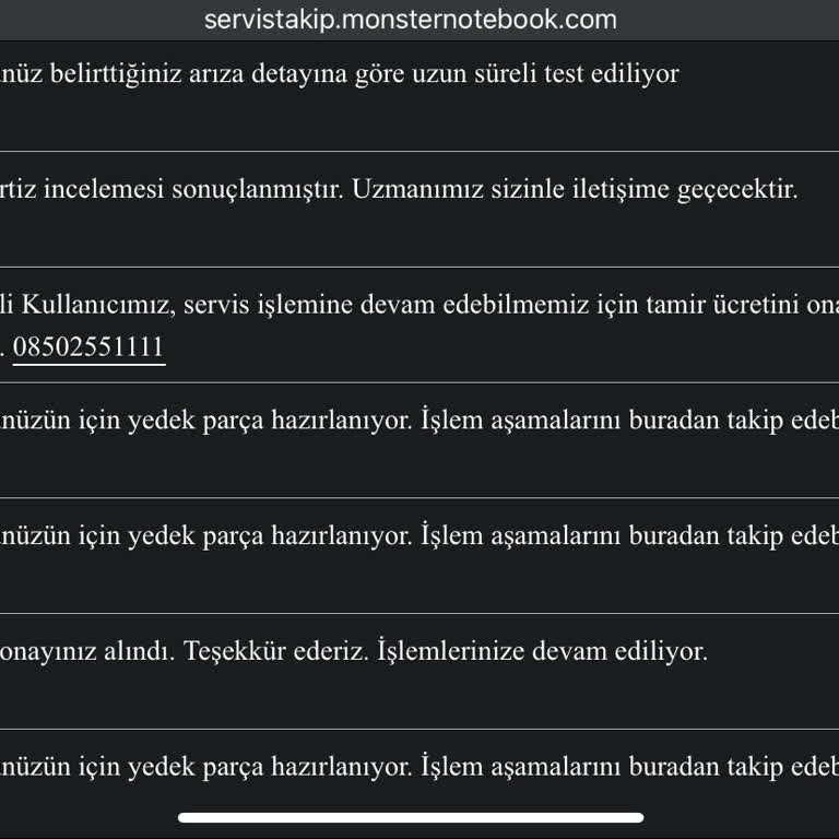 Monster Notebook Servis Sürecinin Yavaşlığı Ve Parça Temini Süresi