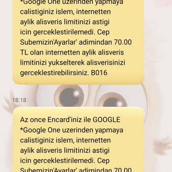 Google One Kartımdan Para Çekmeye Çalışıyor.