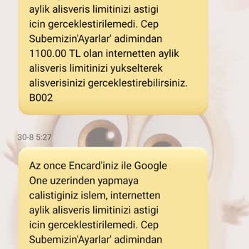 Google One Kartımdan Para Çekmeye Çalışıyor.