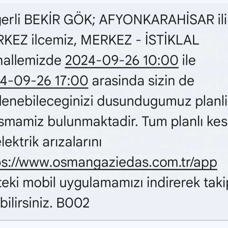 OEDAŞ Elektrik Kesinti Arızası