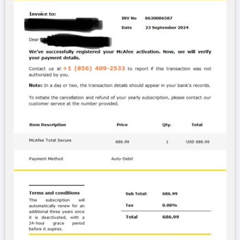 McAfee Üyeliği Hakkında Yanıltıcı E-posta