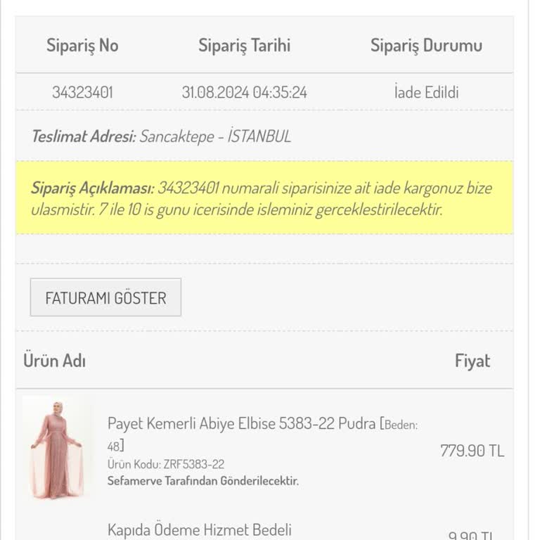 Sefamerve İade Ettim Ücretim Yatırılmadı 1 Ay Olacak