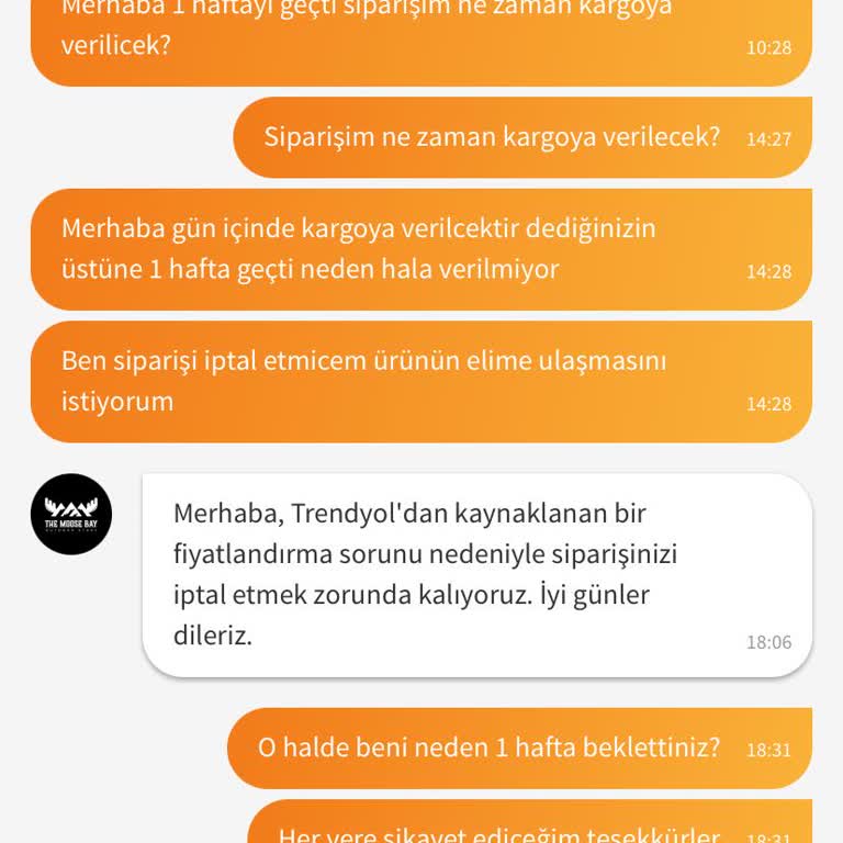 Trendyol Moose Bay Ürünü Yollamıyor!