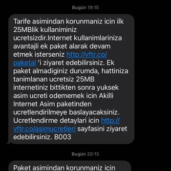 Vodafone Hediye İnternet Aşım Ücreti Sorunu