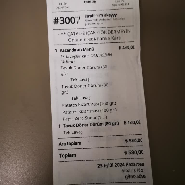 Öncü Döner Kadıköy Müşteri Memnuniyetsizliği