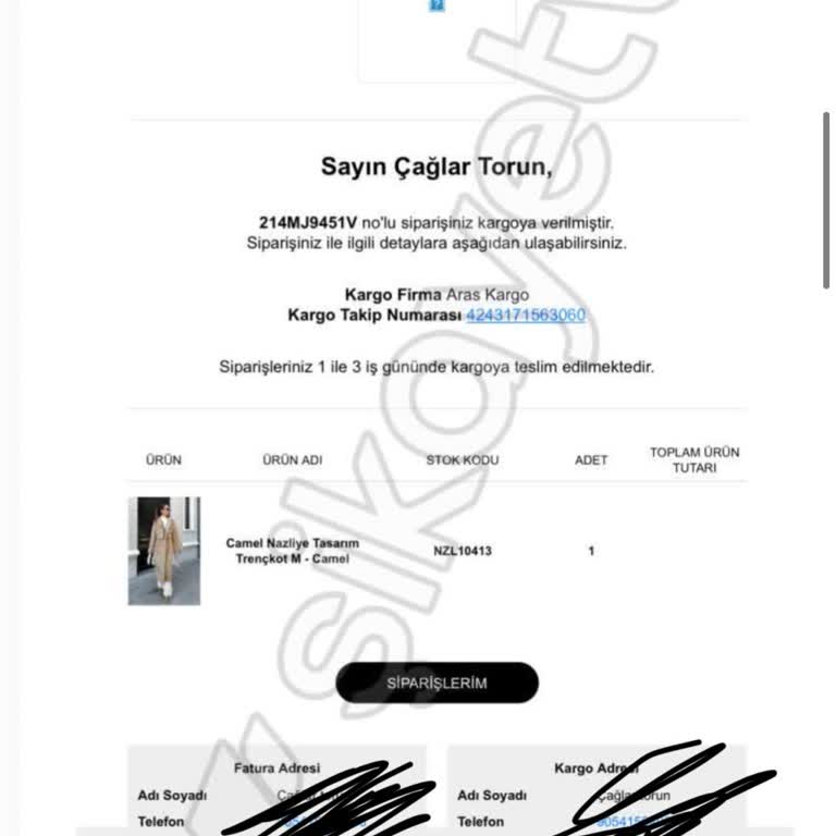 Nazliye İnternet Satış İade Sorunu
