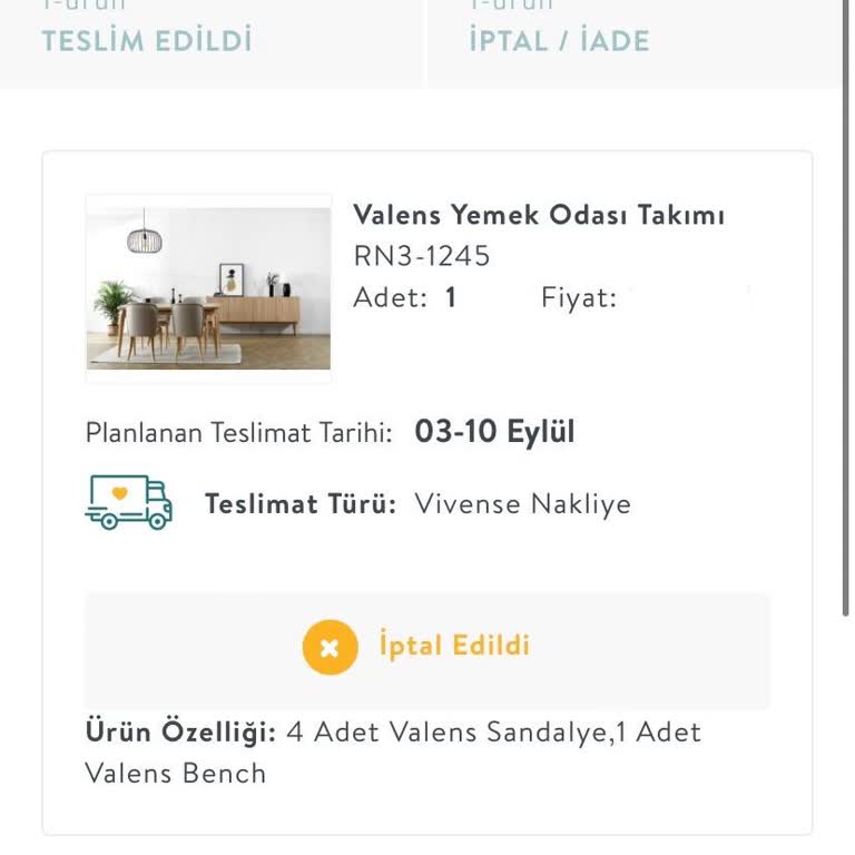 Vivense 4 Ay Sonra Eksik Teslimat Yapıp Kalan Ürünleri İptal Etti