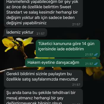 Butik Yasemin Şahin Ürün İade Yapmıyor