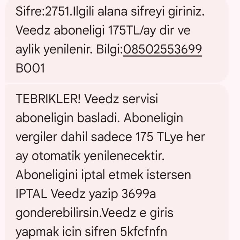 Veedz-tr.com İzinsiz Abonelik Ve Ücret İadesi Talebi
