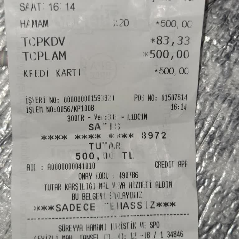 Süreyya Hamam (Maltepe) Yanlış Kartla Ödeme Ve İlgisizlik